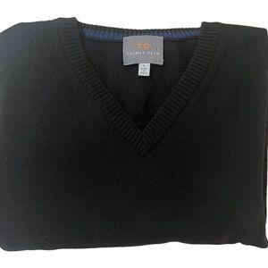Thomas Dean Extra fine merino wool V Neck Sweater Size L